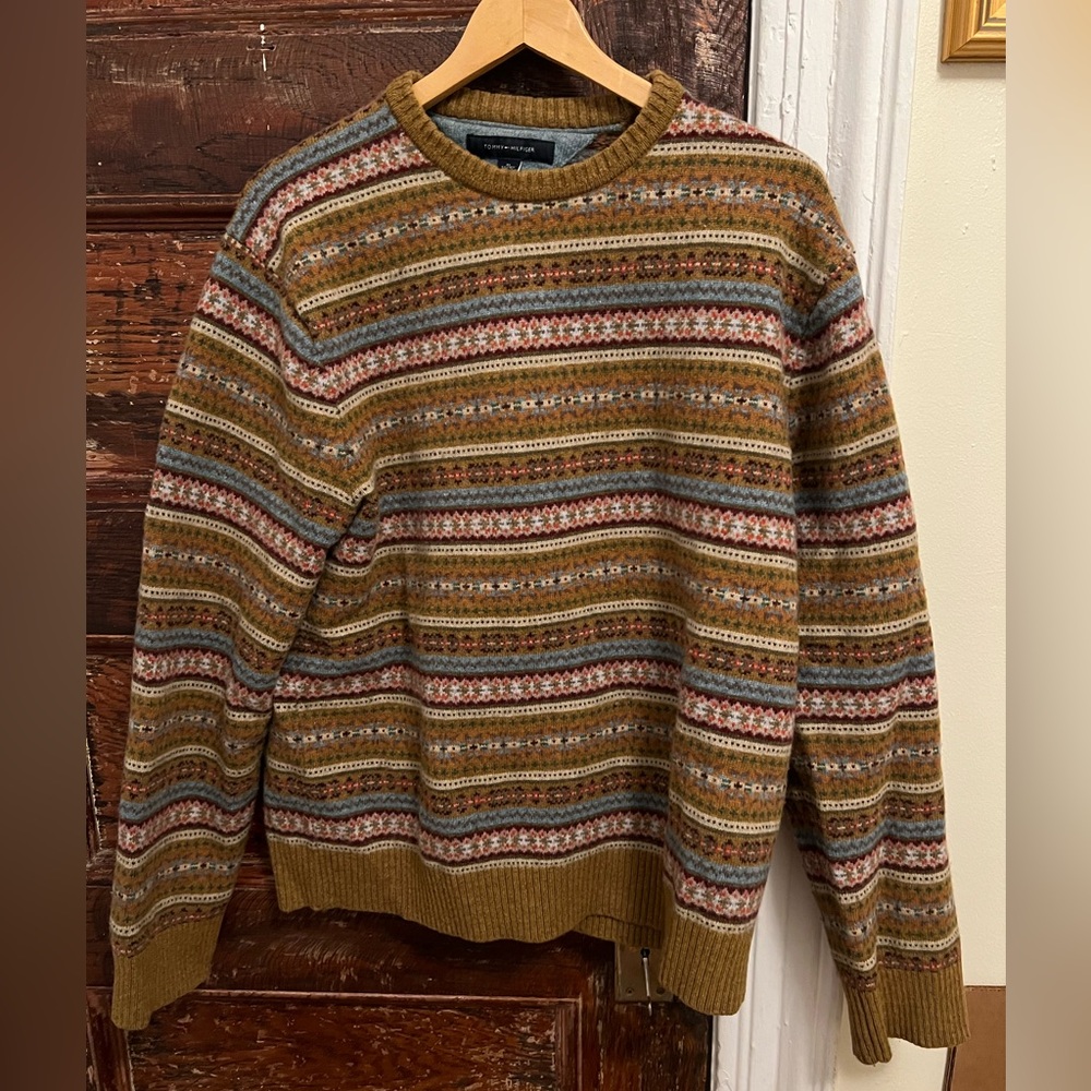Tommy Hilfiger Men's Striped Crewneck Wool Sweater